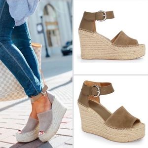 Marc Fisher Alida brown green espadrille wedge 10